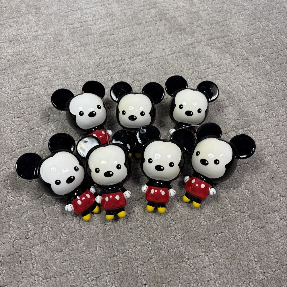 Disney Mickey Mouse Hallmark Decoupage Christmas Ornaments Shatterproof Lot